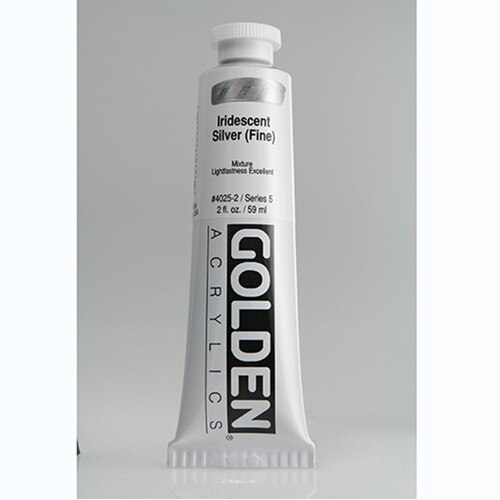 Golden, Heavy Body, Acrylic, Paint, 2oz, Iridescent Silver (Fine)